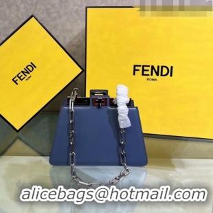 Well Crafted Fendi Peekaboo Cut Petite Mini Bag in Glossy Leather F5054 Dark Blue 2023