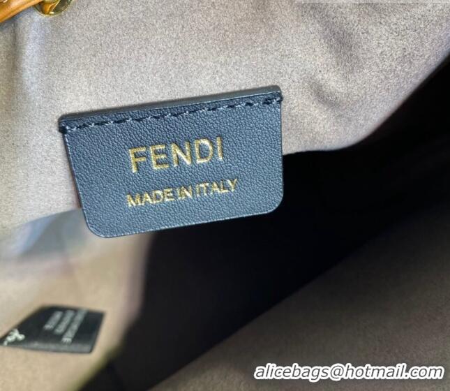 Luxurious Fendi Mon Tresor Canvas Mini Bucket Bag with FF embroidery F15057 Brown/Multicolor 2023