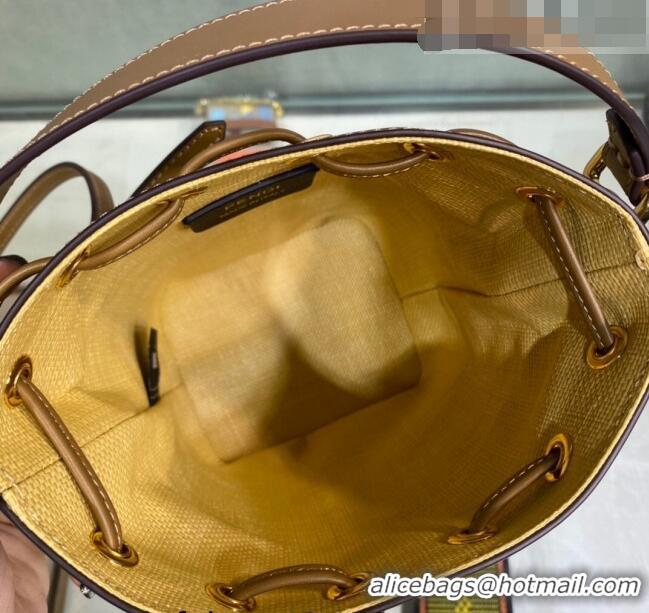 Good Taste Fendi Mon Tresor Canvas Mini Bucket Bag with FF embroidery F15057 Yellow 2023