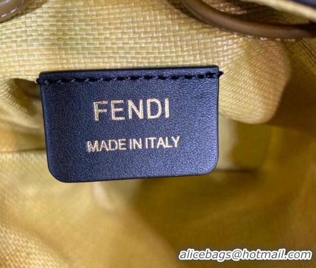 Good Taste Fendi Mon Tresor Canvas Mini Bucket Bag with FF embroidery F15057 Yellow 2023