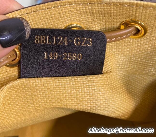 Good Taste Fendi Mon Tresor Canvas Mini Bucket Bag with FF embroidery F15057 Yellow 2023