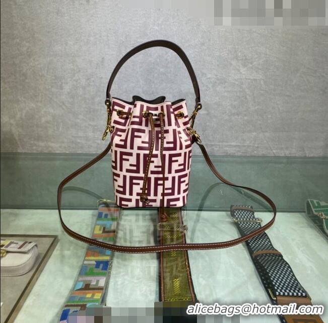 Low Cost Fendi Mon Tresor FF Leather Mini Bucket Bag F15058 Pink/Burgundy 2023