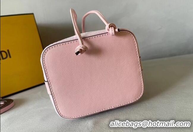 Top Quality Fendi Mon Tresor FF Canvas Mini Bucket Bag with Braided Strap F15064 Light Pink 2023