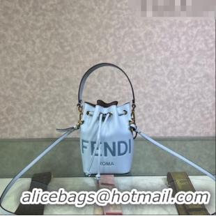 Best Price Fendi Mon Tresor Leather Mini Bucket Bag with FENDI ROMA F15064 Light Blue 2023