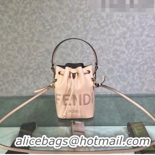 Top Grade Fendi Mon Tresor Leather Mini Bucket Bag with FENDI ROMA F15064 Nude Pink 2023