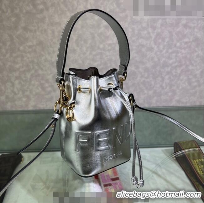 Grade Quality Fendi Mon Tresor Leather Mini Bucket Bag with FENDI ROMA F15064 Silver 2023