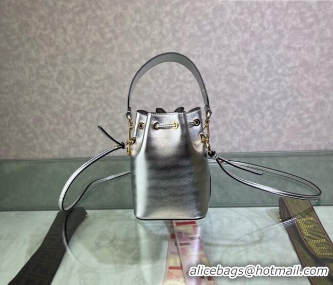 Grade Quality Fendi Mon Tresor Leather Mini Bucket Bag with FENDI ROMA F15064 Silver 2023