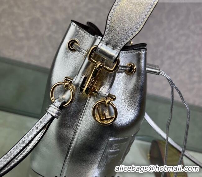 Grade Quality Fendi Mon Tresor Leather Mini Bucket Bag with FENDI ROMA F15064 Silver 2023