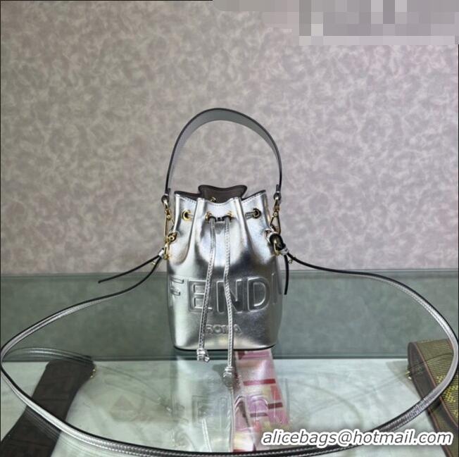 Grade Quality Fendi Mon Tresor Leather Mini Bucket Bag with FENDI ROMA F15064 Silver 2023