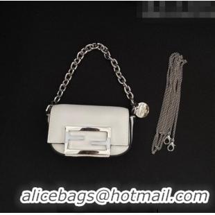 Top Design Tiffany & Co. x Fendi Nano Baguette Bag Charm with Chain in Calf Leather F8001 White 2023