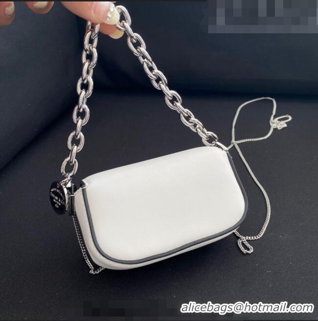 Top Design Tiffany & Co. x Fendi Nano Baguette Bag Charm with Chain in Calf Leather F8001 White 2023