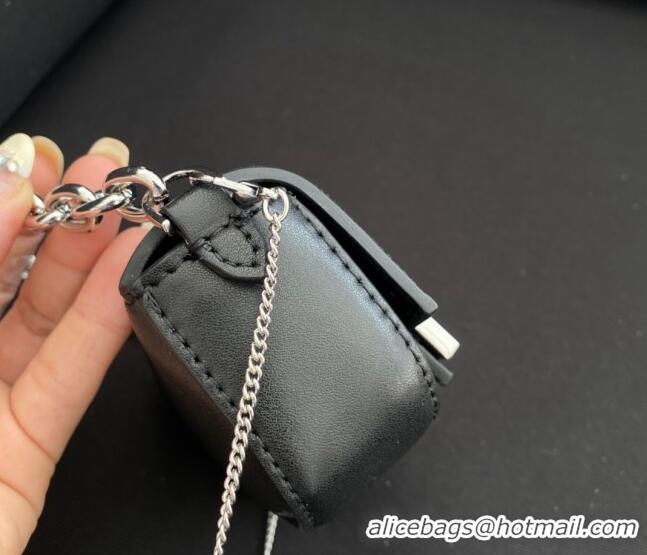 Well Crafted Tiffany & Co. x Fendi Nano Baguette Bag Charm with Chain in Calf Leather F8001 Black 2023