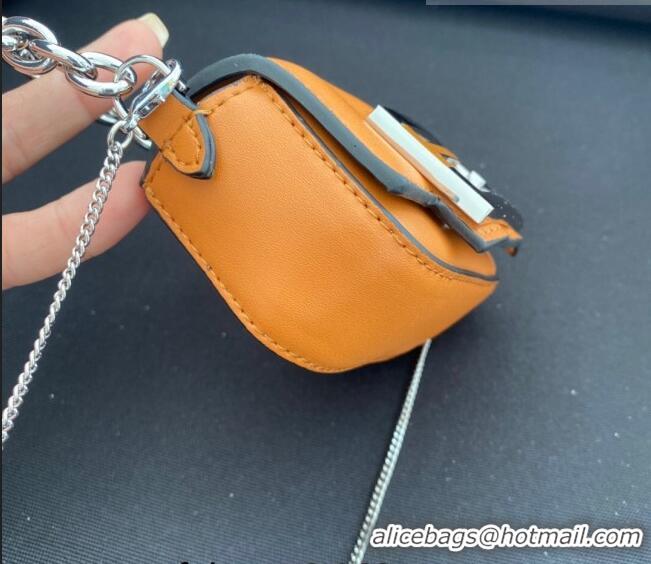 Cheapest Tiffany & Co. x Fendi Nano Baguette Bag Charm with Chain in Calf Leather F8001 Brown 2023