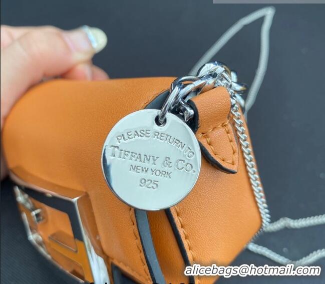 Cheapest Tiffany & Co. x Fendi Nano Baguette Bag Charm with Chain in Calf Leather F8001 Brown 2023