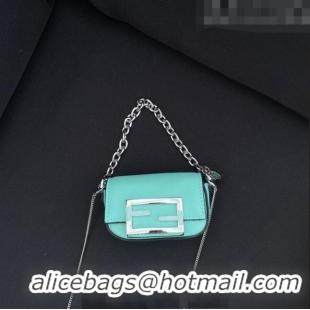 Discount Tiffany & Co. x Fendi Nano Baguette Bag Charm with Chain in Calf Leather F8001 Tiffany Blue 2023