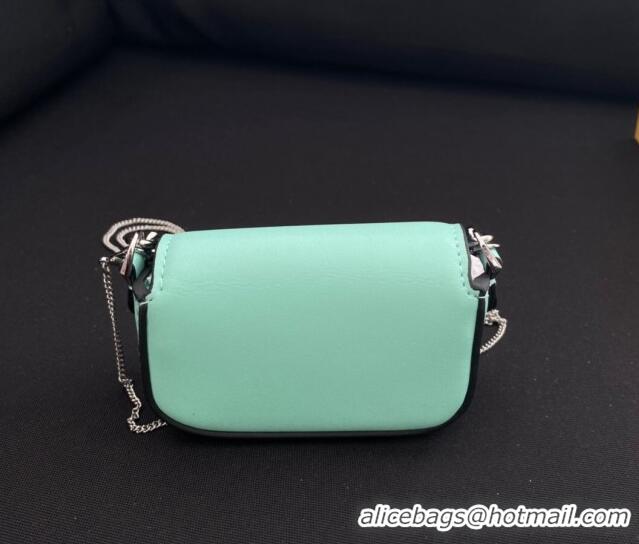 Discount Tiffany & Co. x Fendi Nano Baguette Bag Charm with Chain in Calf Leather F8001 Tiffany Blue 2023