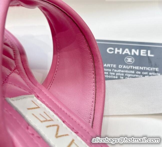 Good Looking Chanel Tweed Flat Thong Slide Sandals Pink 238205