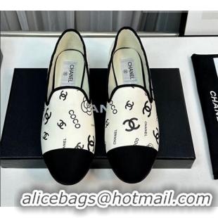 Lowest Price Chanel CC Printed Calfskin Loafers White 805020