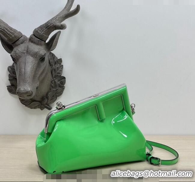 Low Cost Fendi First Small Bag in Patent Leather 2217 Green 2023