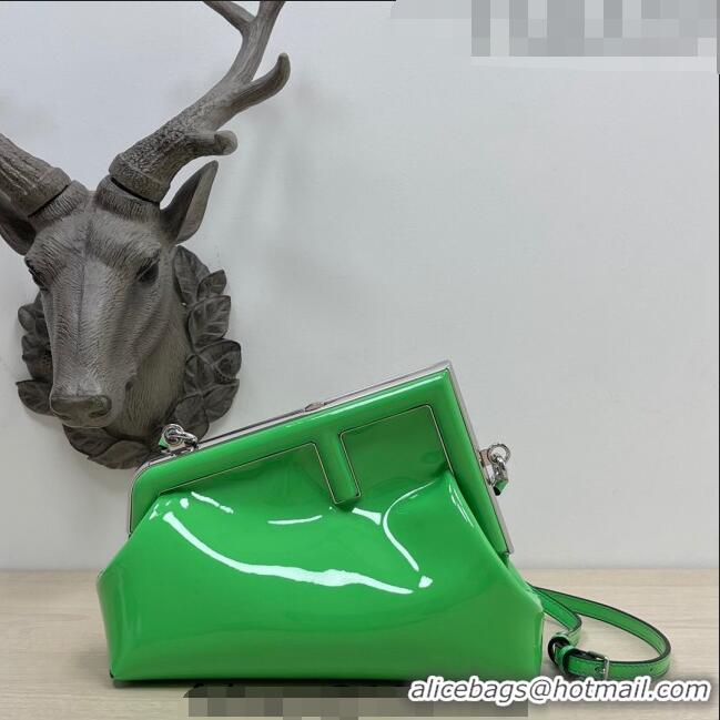 Low Cost Fendi First Small Bag in Patent Leather 2217 Green 2023