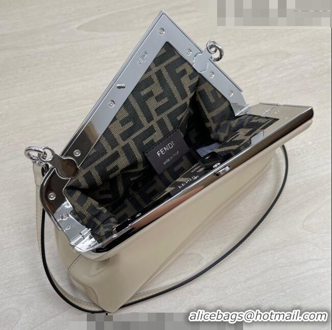 Luxury Discount Fendi First Small Bag in Patent Leather 2217 Light Grey 2023