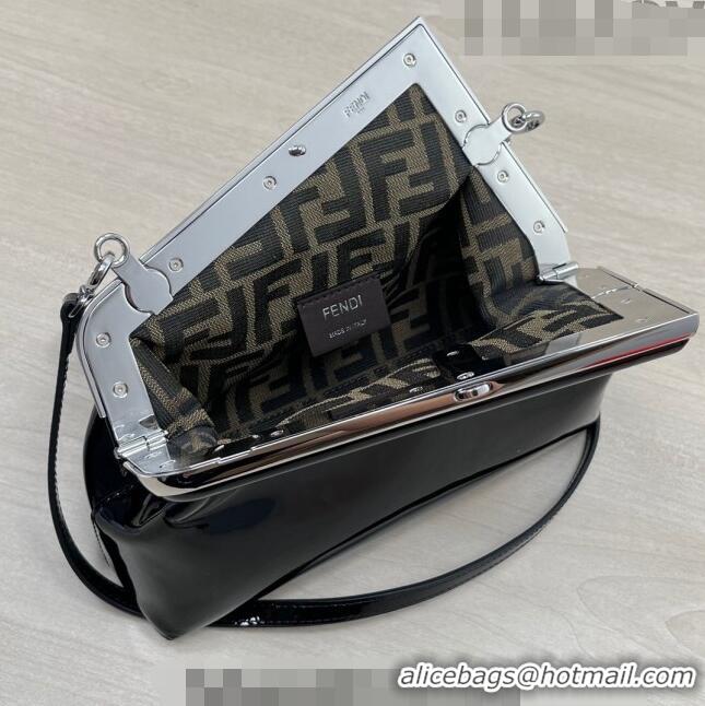 Famous Brand Fendi First Small Bag in Patent Leather 2217 Black 2023