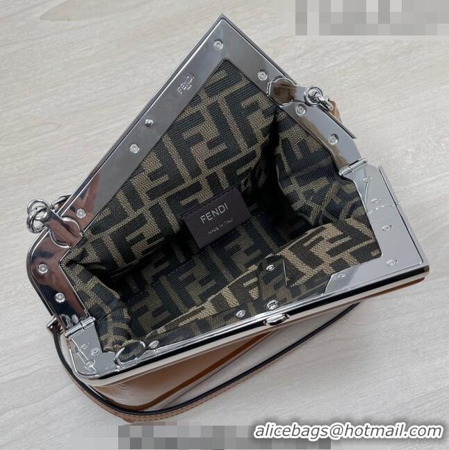 Most Popular Fendi First Small Bag in Patent Leather 2217 Brown 2023