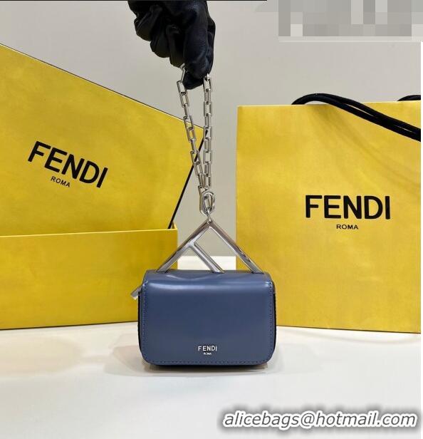 Top Design Fendi First Sight Nano Bag Charm in Glossy Leather 8609S Blue 2023