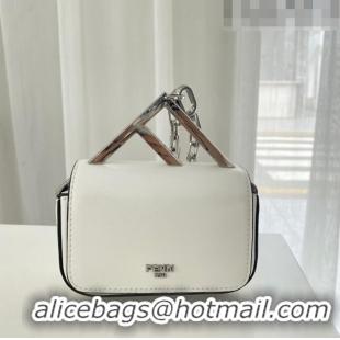 Well Crafted Fendi First Sight Nano Bag Charm in Glossy Leather 8609S White 2023