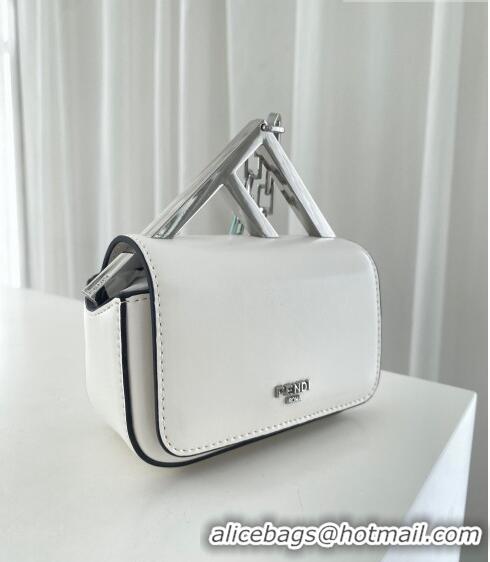 Well Crafted Fendi First Sight Nano Bag Charm in Glossy Leather 8609S White 2023