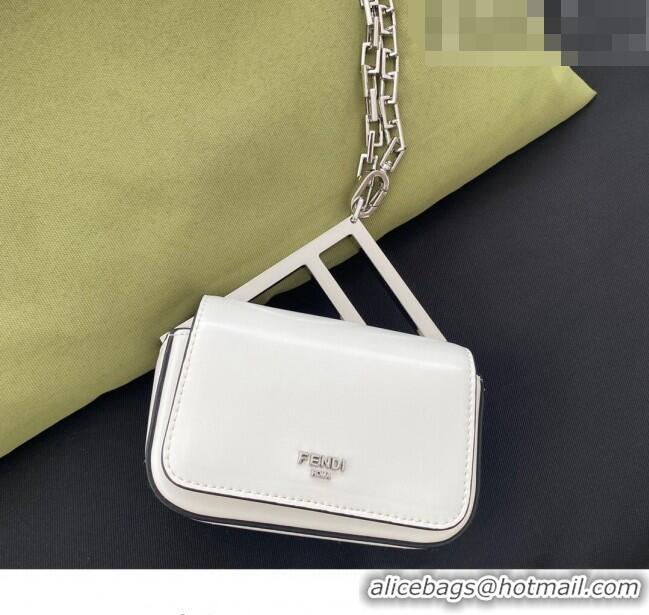 Well Crafted Fendi First Sight Nano Bag Charm in Glossy Leather 8609S White 2023