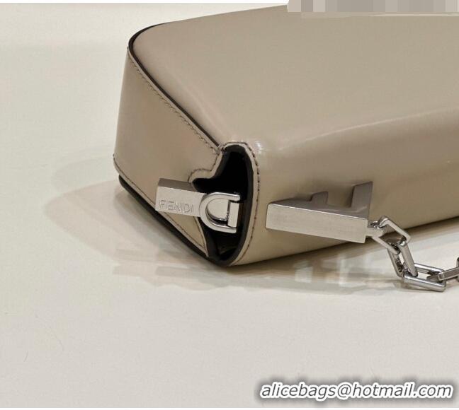 Luxurious Fendi First Sight Small Bag Charm in Glossy Leather 072M75 Beige 2023