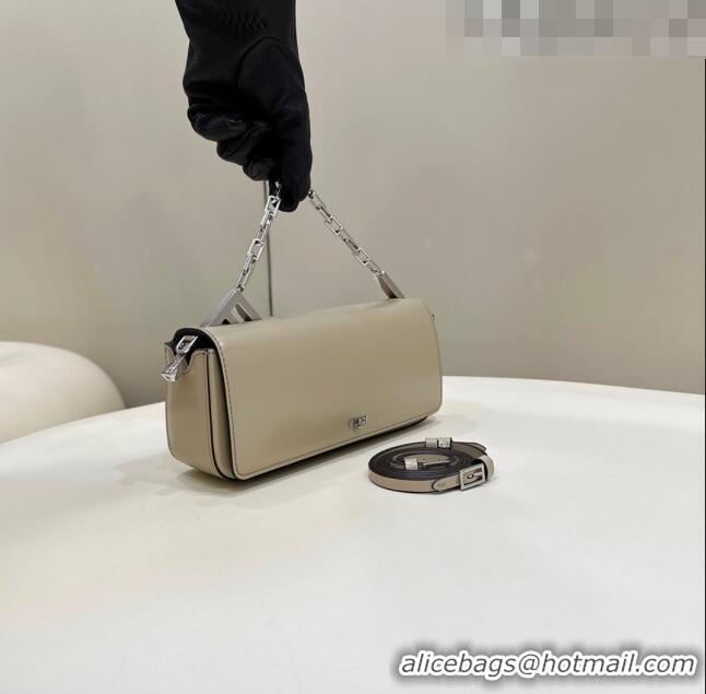 Luxurious Fendi First Sight Small Bag Charm in Glossy Leather 072M75 Beige 2023