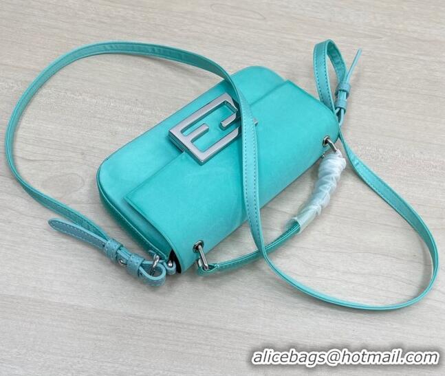 Super Quality Fendi Baguette Bag Phone in Satin 9031 Light Blue 2023