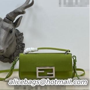 Luxury Discount Fendi Baguette Bag Phone in Satin 9031 Green 2023