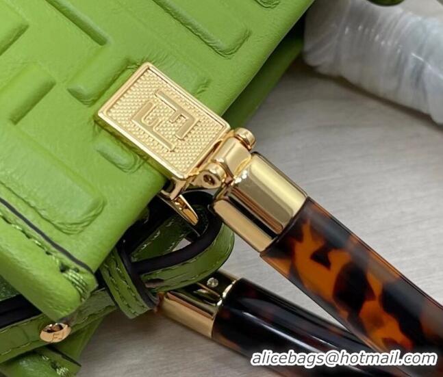 Promotional Fendi Sunshine FF Leather Mini Shopper Bag 015 Green 2023