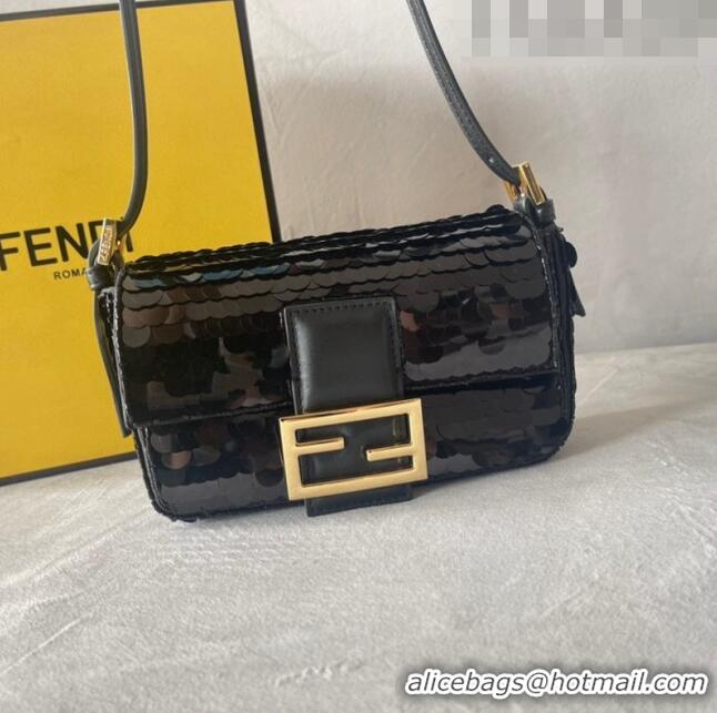 Unique Style Fendi Baguette 1997 Sequins Mini Bag 0191M72 Black 2023