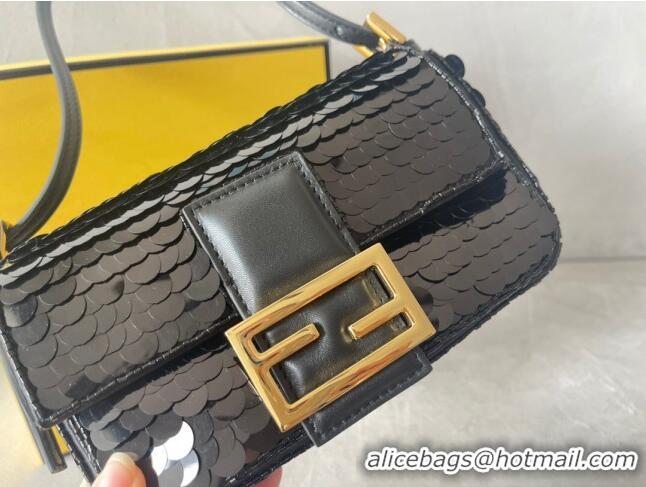 Unique Style Fendi Baguette 1997 Sequins Mini Bag 0191M72 Black 2023