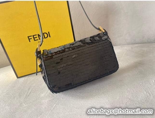 Unique Style Fendi Baguette 1997 Sequins Mini Bag 0191M72 Black 2023