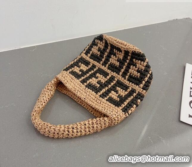 Particularly Recommended Fendi FF Straw Mini Bag 0510 Khaki/Black 2023