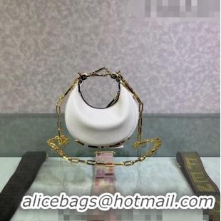 Top Quality Fendi Nano Fendigraphy Leather Hobo Bag Charm F3104 White 2023