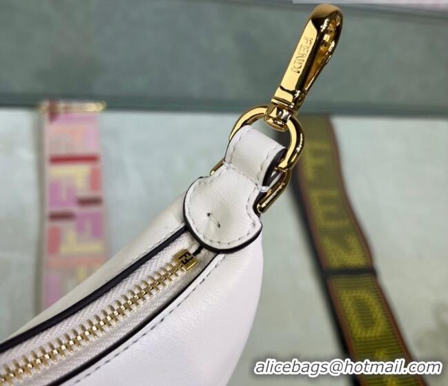 Top Quality Fendi Nano Fendigraphy Leather Hobo Bag Charm F3104 White 2023