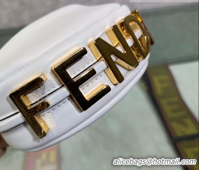 Top Quality Fendi Nano Fendigraphy Leather Hobo Bag Charm F3104 White 2023