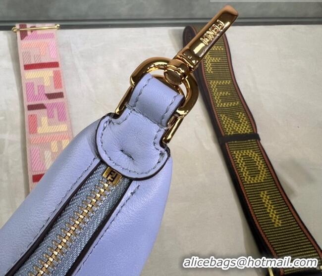 Good Quality Fendi Nano Fendigraphy Leather Hobo Bag Charm F3104 Light Blue 2023