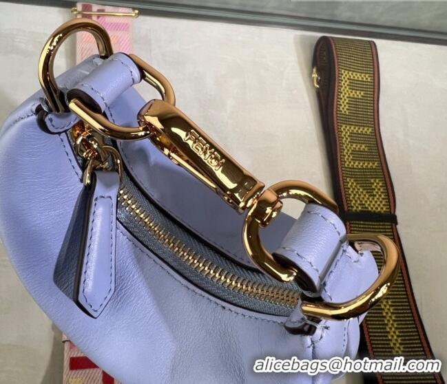 Good Quality Fendi Nano Fendigraphy Leather Hobo Bag Charm F3104 Light Blue 2023