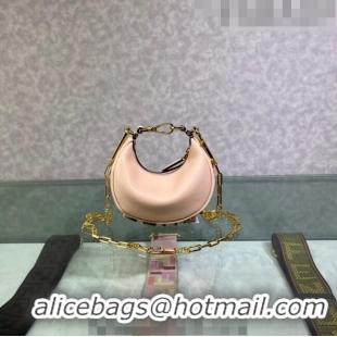 Super Quality Fendi Nano Fendigraphy Leather Hobo Bag Charm F3104 Light Pink 2023