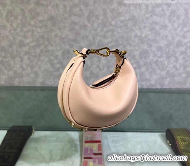 Super Quality Fendi Nano Fendigraphy Leather Hobo Bag Charm F3104 Light Pink 2023