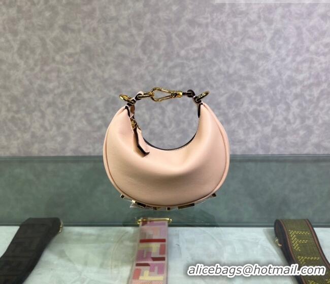 Super Quality Fendi Nano Fendigraphy Leather Hobo Bag Charm F3104 Light Pink 2023