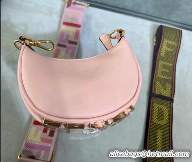 Super Quality Fendi Nano Fendigraphy Leather Hobo Bag Charm F3104 Light Pink 2023