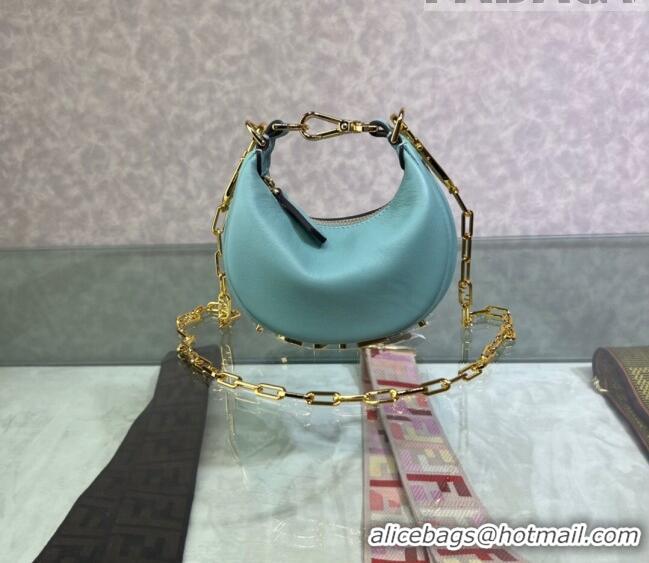 Buy Fashionable Fendi Nano Fendigraphy Leather Hobo Bag Charm F3104 Blue 2023